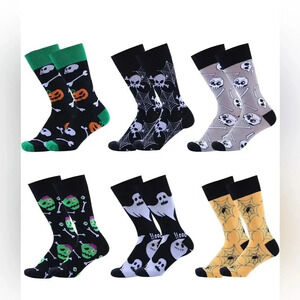 Halloween Socks for Men Women 6 Pairs Fun Novelty Fuzzy Socks Fun Halloween